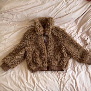Zara TRF Brown Teddy/Sherpa Jacket NWT